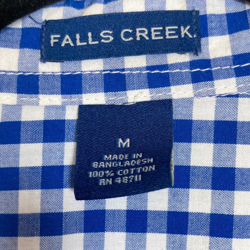 Falls Creek Women’s Royal Blue White Gingham Plaid Button Up Sz M - Picture 2 of 13